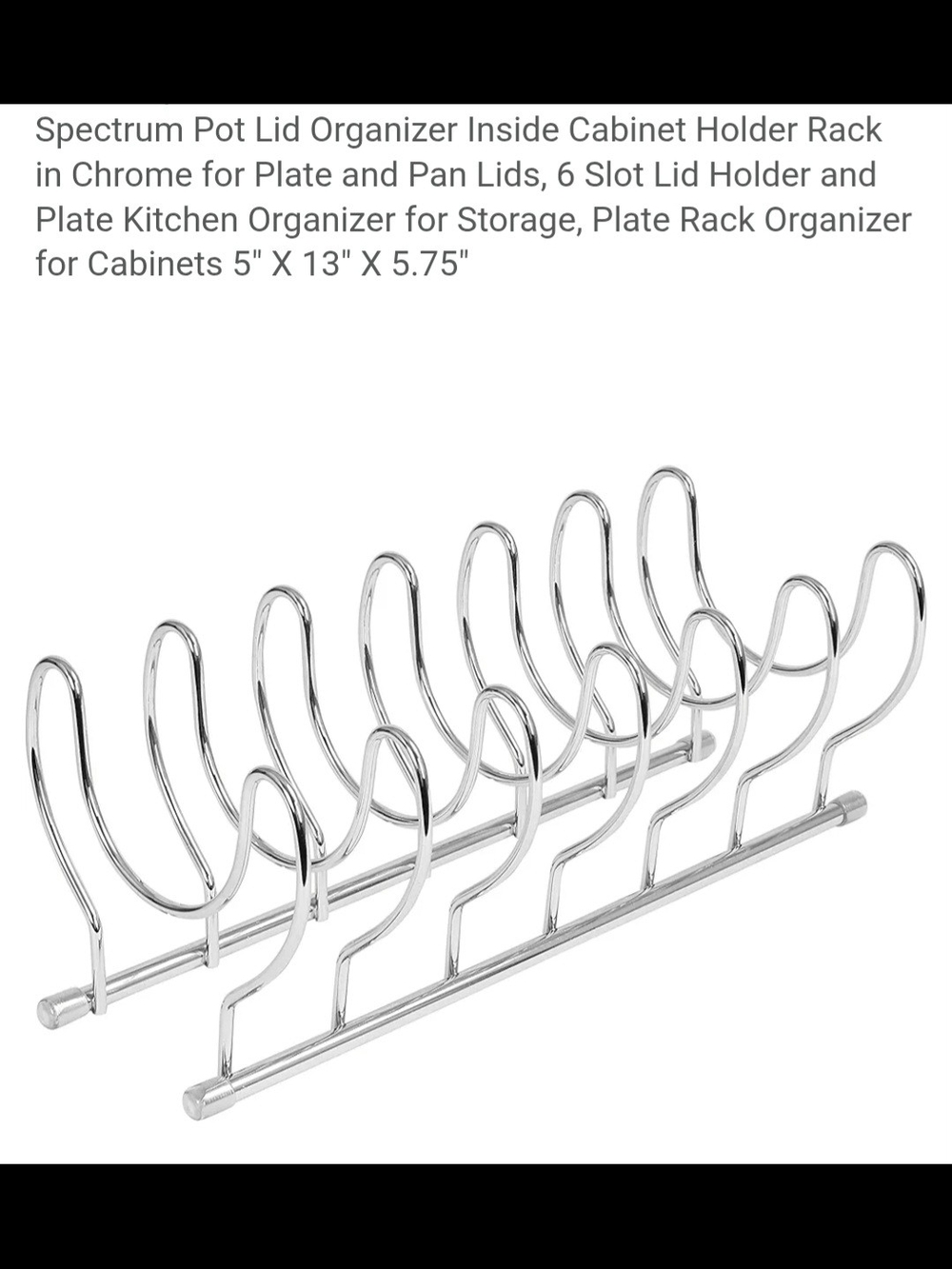 NEW Spectrum Euro Silver Chrome Pot Lid and Plate Organizer Rack Sz 13" L